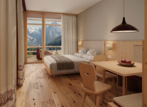 Die neuen Suiten werden das Prinzip des „Kokon mit Aussicht“ aufnehmen und sich zur umliegenden Berglandschaft ausrichten. (Bild: © Bella Vista)