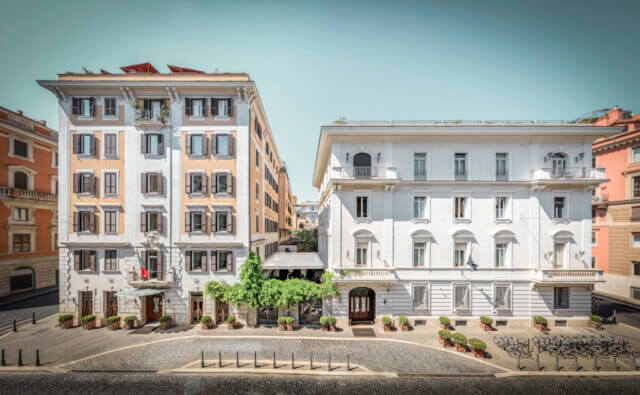 hotel-locarno-rom (1) Die beiden Gebäude des Hotel Locarno in der Via della Penna – klassisch römisch und ruhig gelegen, nur wenige Schritte von der Piazza del Popolo. (Foto: © Hotel Locarno)