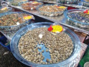 Muscheln und andere Meeresfrüchte auf einem Markt in Kampanien. Ihr Verzehr steht derzeit im Fokus der Untersuchungen zu den Hepatitis-A-Fällen in der Region um Neapel. (Foto: © Bastian Glumm)