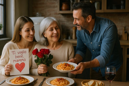 Muttertag auf Italienisch – ein Fest voller Wärme, Pasta, Rosen und tiefer Zuneigung. Warum dieser Tag in Italien so besonders gefeiert wird. (Bild: Open AI)